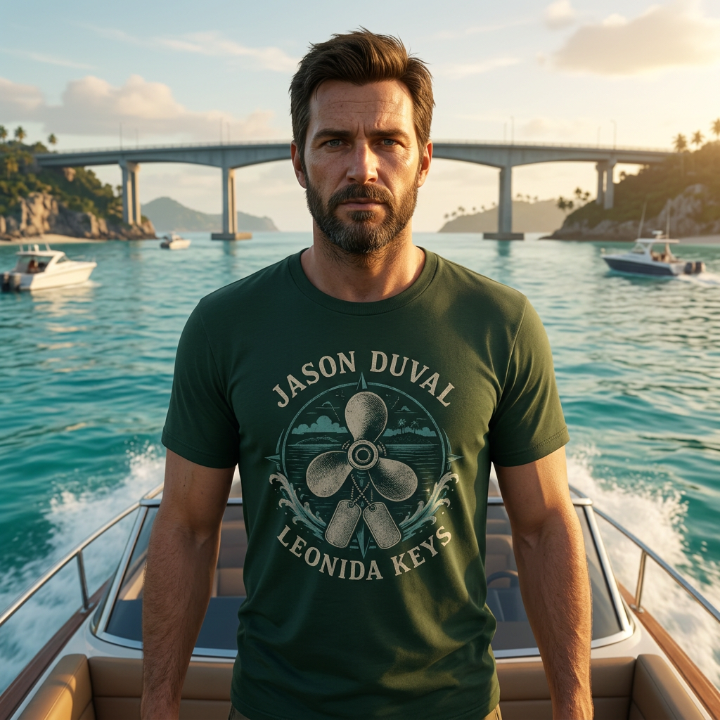 Jason Keys Drifter T-shirt — worn in game-style scene